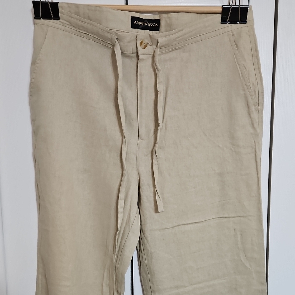 Andrew Fezza Light Tan Linen Blend Pants